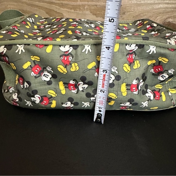 Disney Mickey Mouse Zipper Nylon Purse Shoulder Bag Olive Green Classic Mickey - Picture 7 of 8